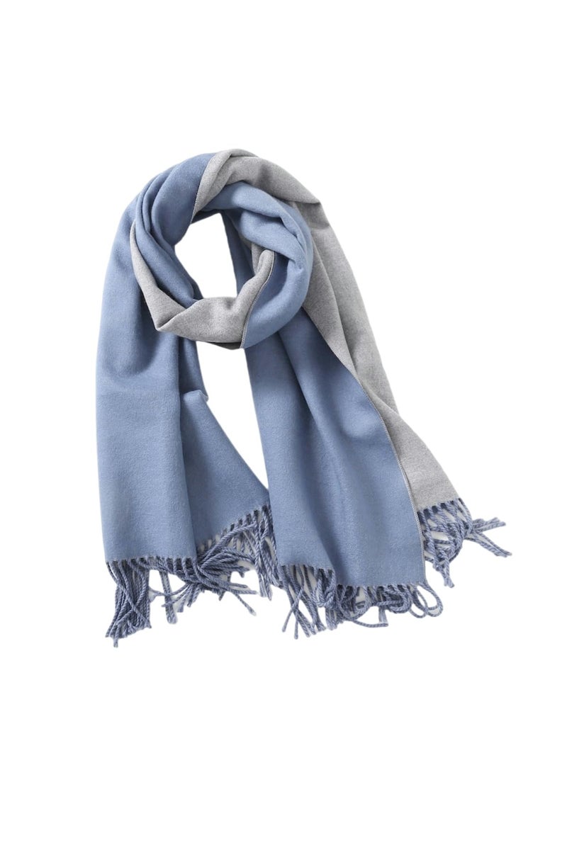 Jeelow Womens Pashmina Shawl Wrap Scarf - Elegant Dressy Evening Poncho Cape for Formal and Wedding Outfits (Blue Grey) - Image 1